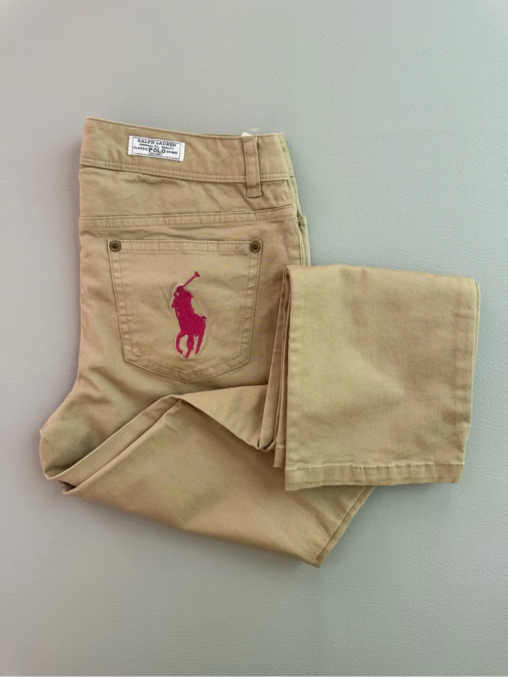 Polo Ralph Lauren Girls Big Pony Pink Khaki Pants size 12 - NEW WITH TAGS
